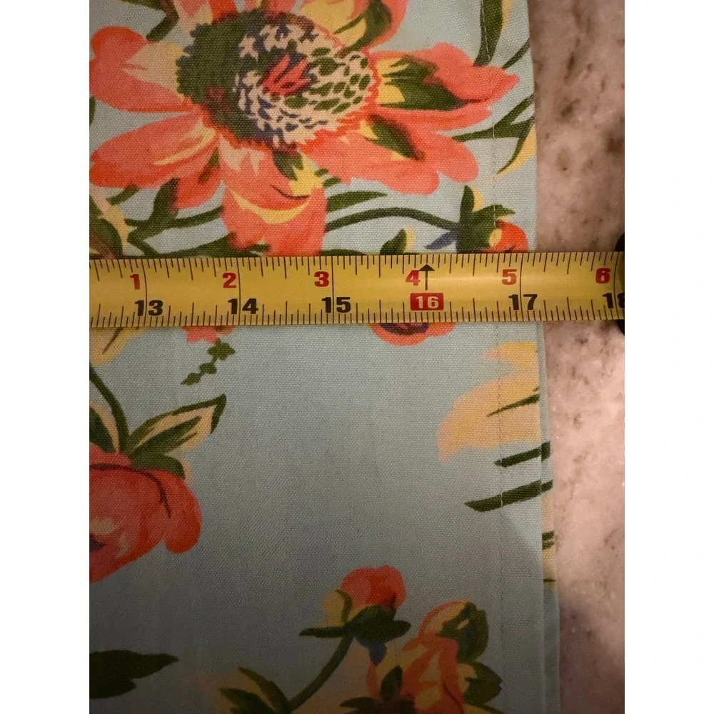 April Cornell Floral Cotton Table Runner Light Blue Pink Green 17x82 Cottagecore